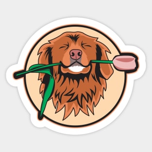 Cute Toller Biting A Flower Sticker